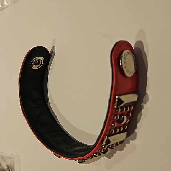 REBECCA MINKOFF Studded Hot Pink & Silvertone Snap on 7"L Bracelet - Picture 6 of 7